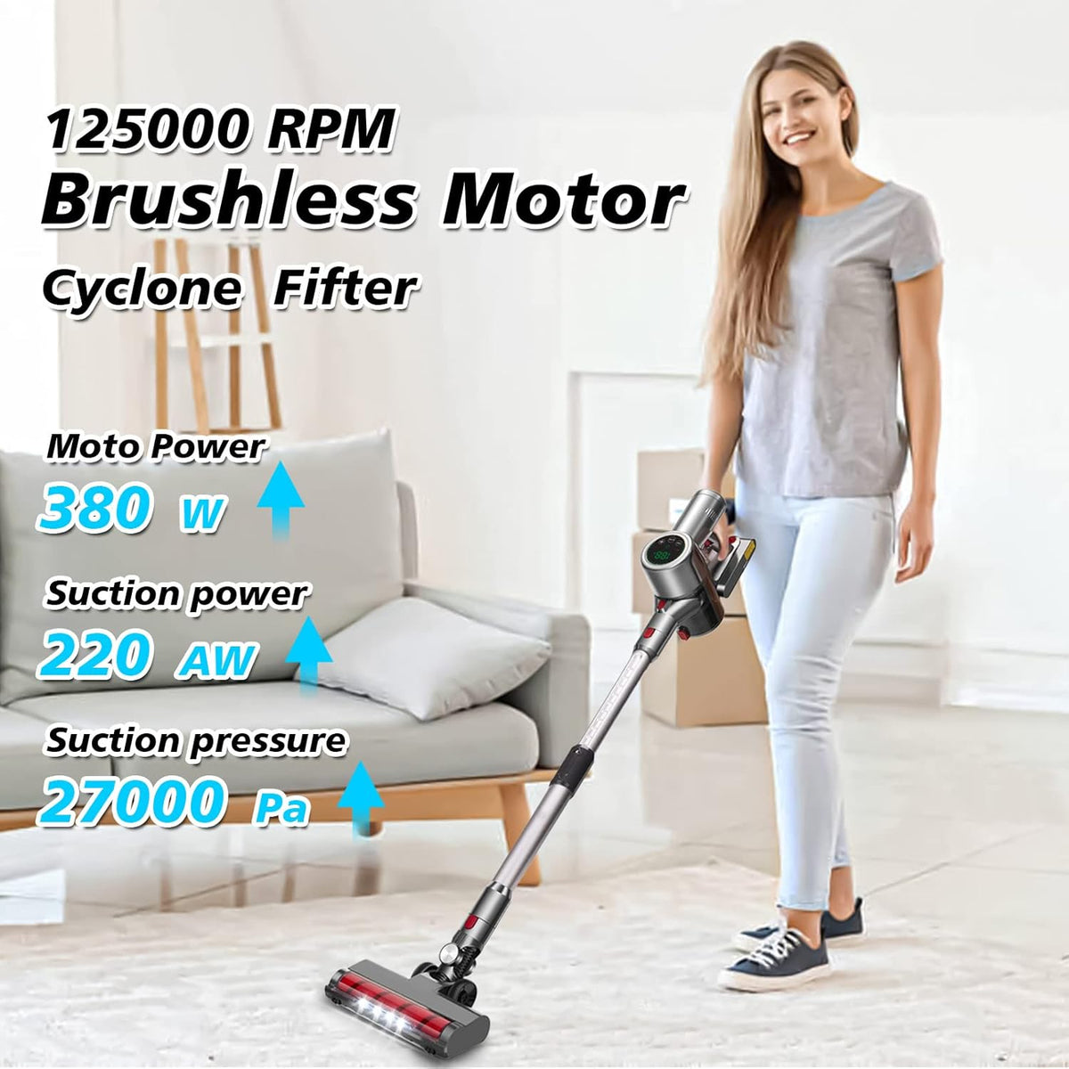 Cordless Stick Vacuum Cleaner with LED Display H164