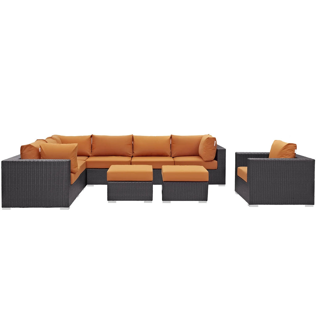 Nine PCS Rattan Sectional Sofa Set K7555