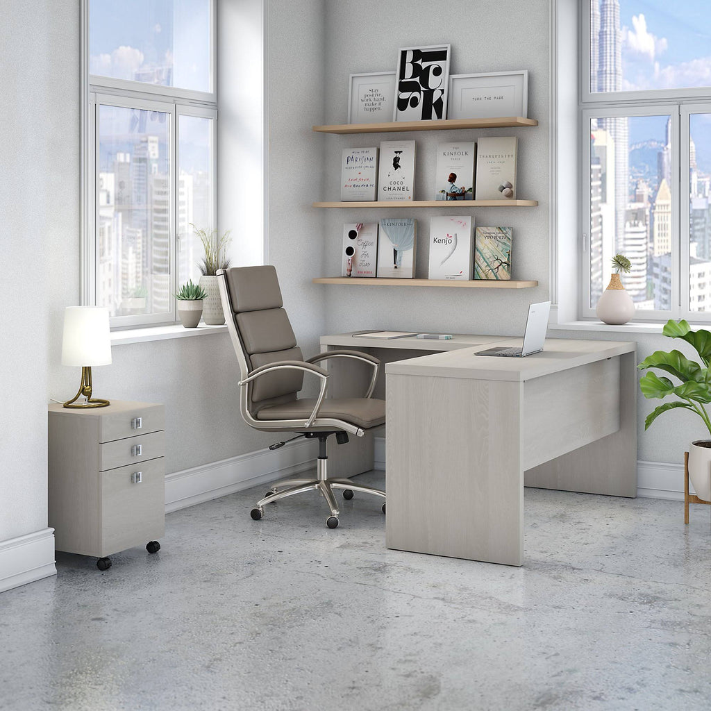 Gray Sand L Shaped Desk with Mobile File Cabinet X11049