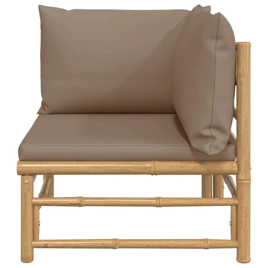 Bamboo Patio Corner Sofa with Taupe Cushions E40207