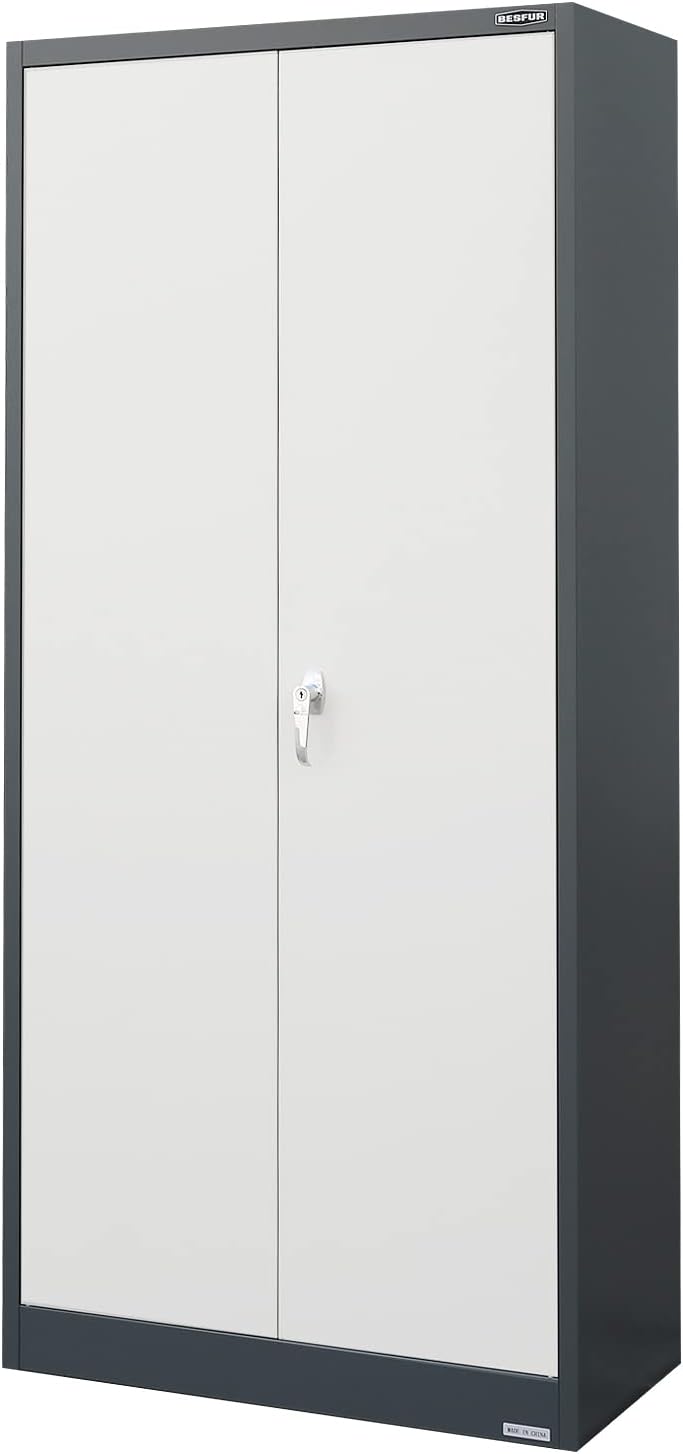 Lockable Steel Storage Cabinet with 2 Doors and 4 Shelves O588