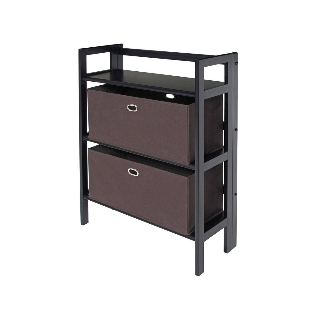 3-Pc Folding Bookcase with Fabric Basket Z65453