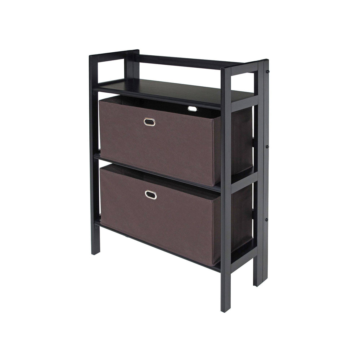 3-Pc Folding Bookcase with Fabric Basket Z65453