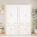 White 3 Door Wooden Wardrobe with Drawers X984980