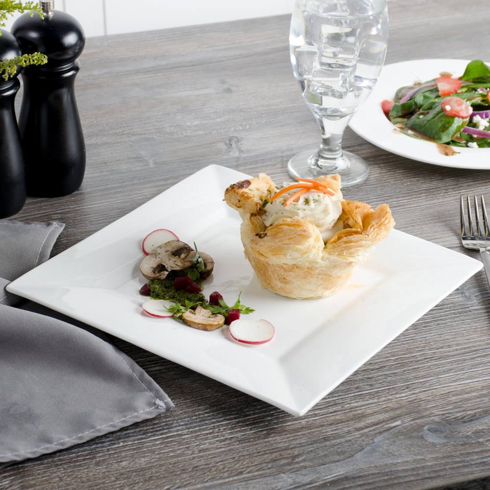 Square Salad Dessert Side Plate, Bone China (Pack of 12) U1989