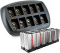 9V Rechargeable Batteries 600mAh 10PCS with 10-Slot Charger N796