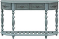 Espresso Curved Console Table with 2 Top Drawers and Solid Wooden Frame A9284