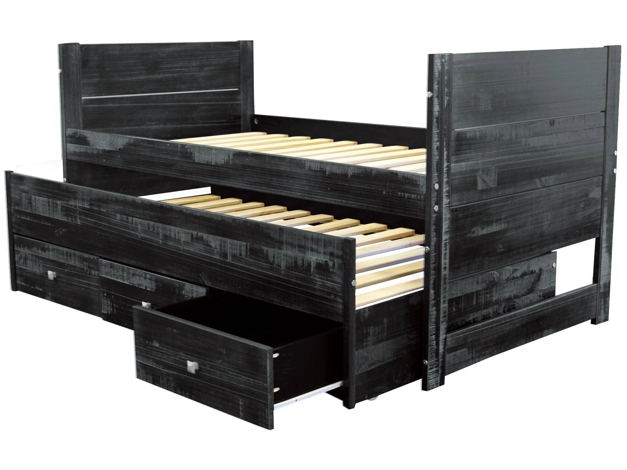 Twin Captains Bed with Twin Trundle and 3 Built in Drawers E357879