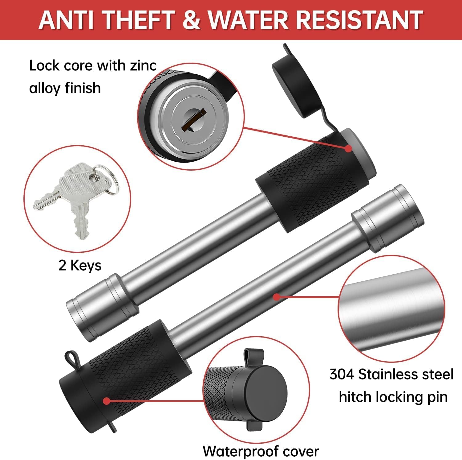 Adjustable Trailer Hitch Ball Mount, 10 Inch Drop, 2.5 Inch Receiver, 18,500 LBS GTW, Forged Aluminum Shank, 2 Inch & 2-5/16 Inch Dual Balls Y51988