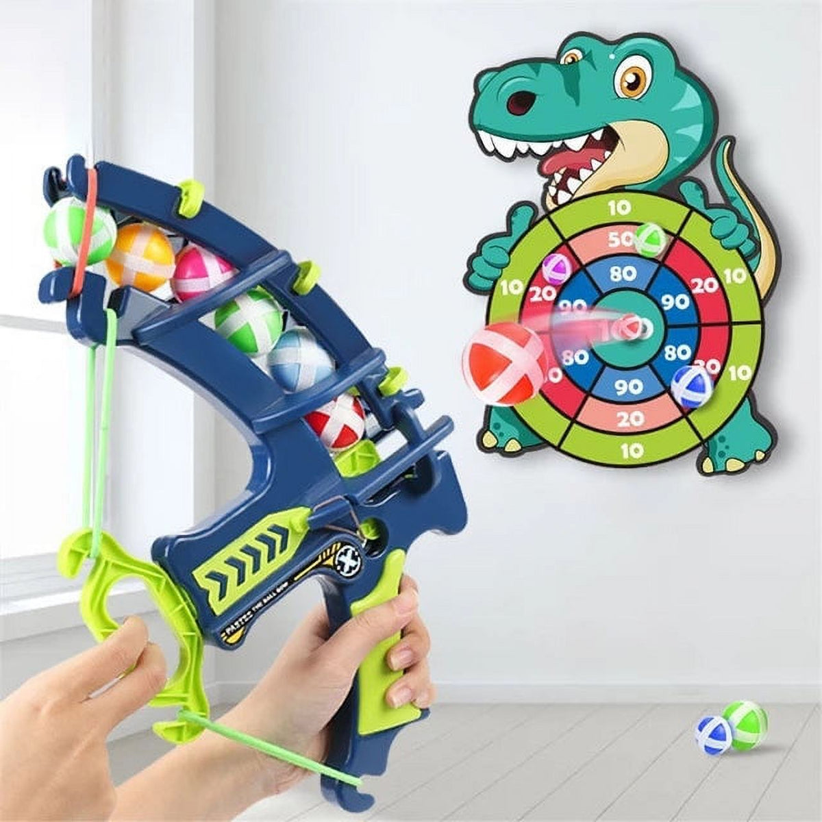 Dinosaur Slingshot Sticky Ball Dart Board Game D552