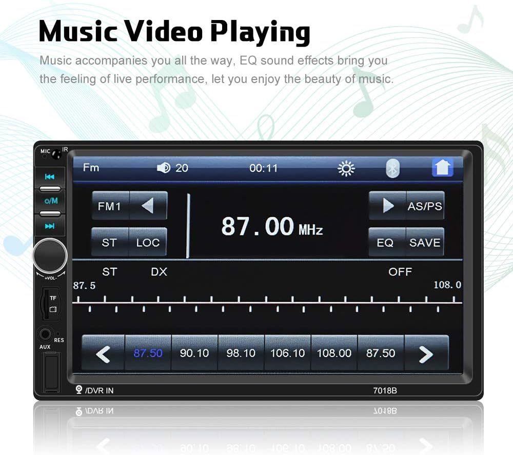 7 LCD Touch Screen Double Din Car Stereo with Bluetooth H8017