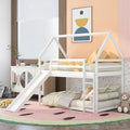 White Wood Buk Bed With Slide U728