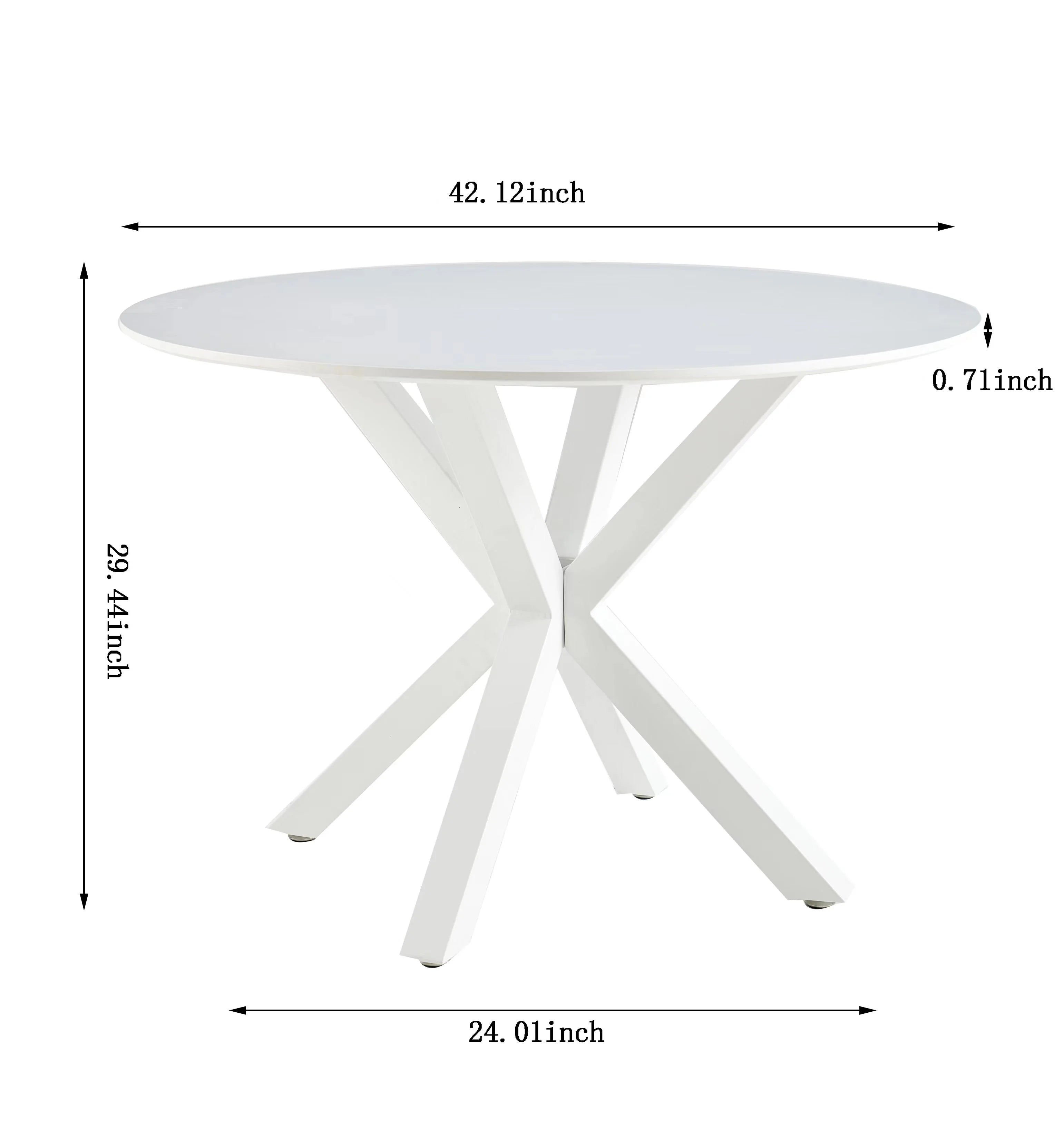 White Mid-Century Round MDF Pedestal Dining Table L116