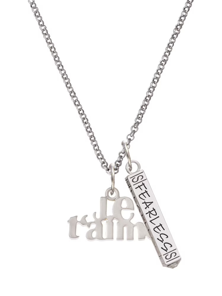 Silvertone Large Bar Charm Necklace, 23" W28257