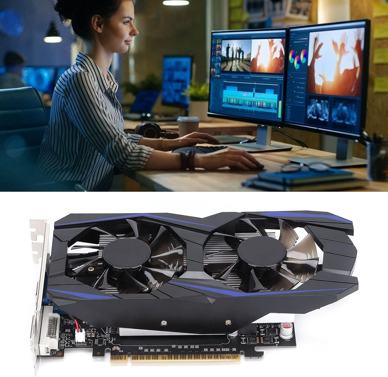 4G DDR5 128bit 640 Units 700MHz Dual Fan Desktop Computer Graphics Card with PCI Express 2.0 A49463