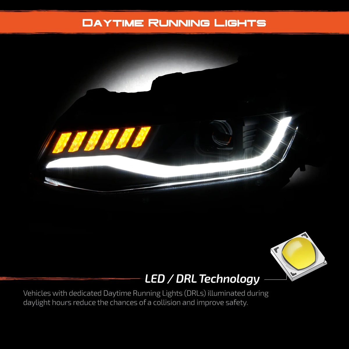 Black LED Projector Headlights Pair F182169