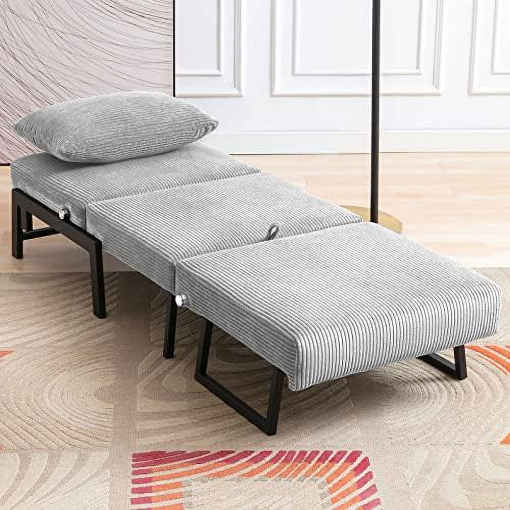 Light Grey Velvet Convertible Futon Sofa Bed P30931