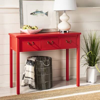 Solid Wood Console Table Hot Red D28852