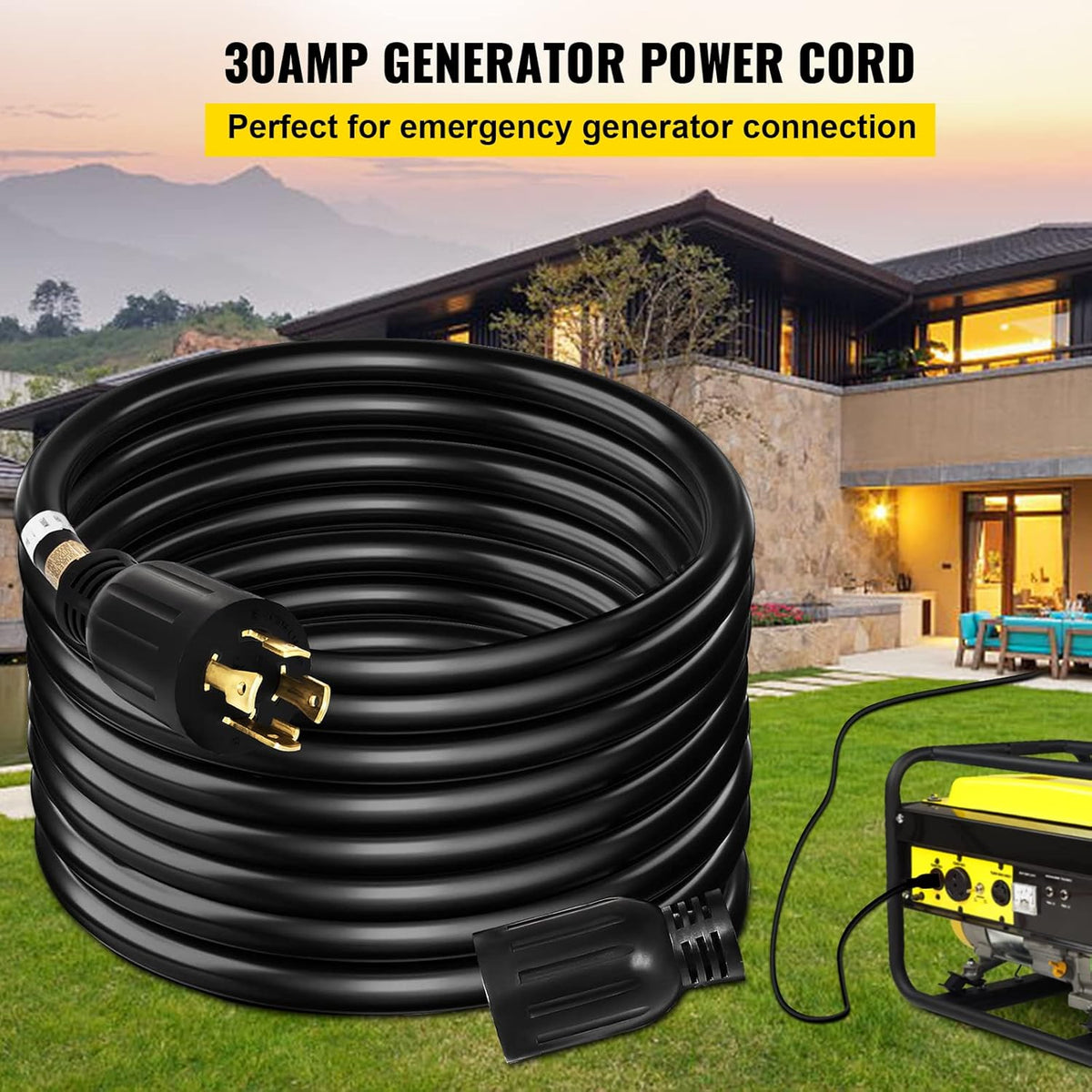 40Ft 30 Amp 4 Wire 10 Gauge Generator Extension Cord 125V 250V UL Listed Twist Lock Connectors I7093