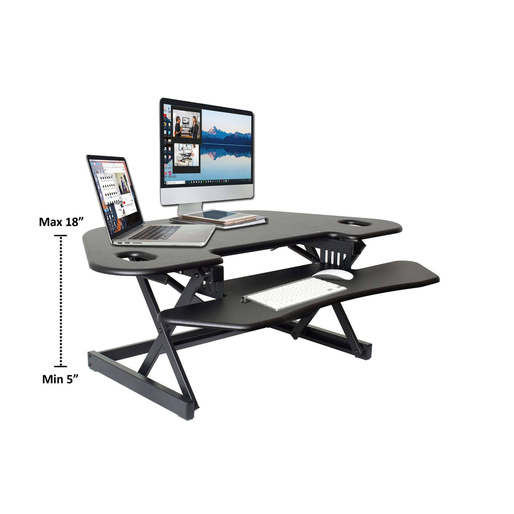 46x22 Height Adjustable Corner Standing Desk Converter with Anti Fatigue Mat N142785