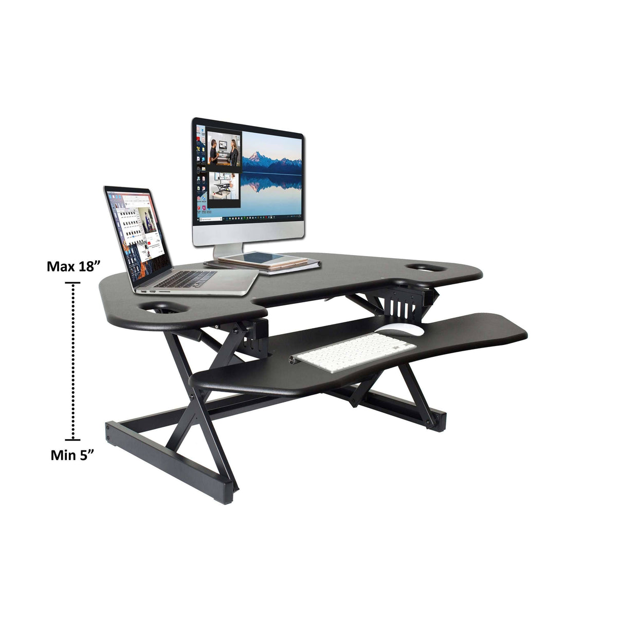 46x22 Height Adjustable Corner Standing Desk Converter with Anti Fatigue Mat N142785