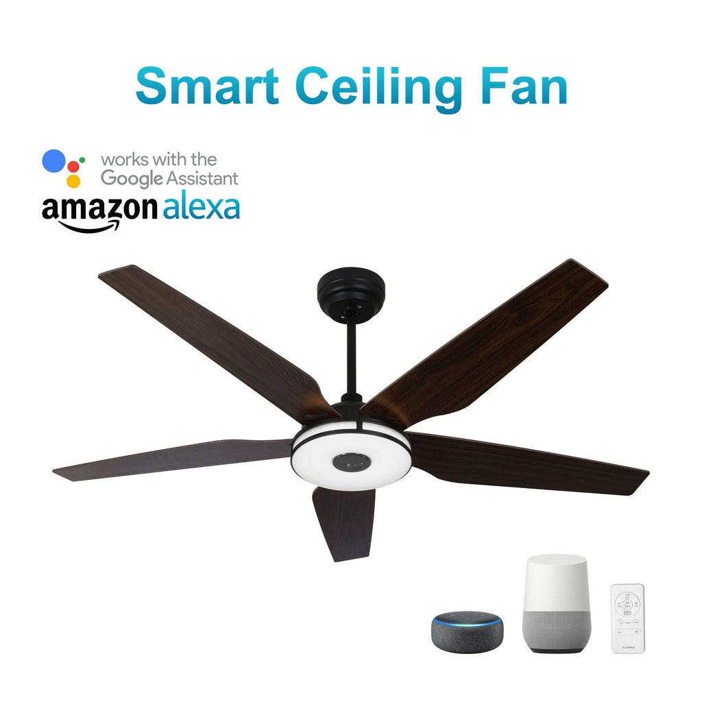 Dark Brown Smart Ceiling Fan with Dimmable LED Light and Remote H57774