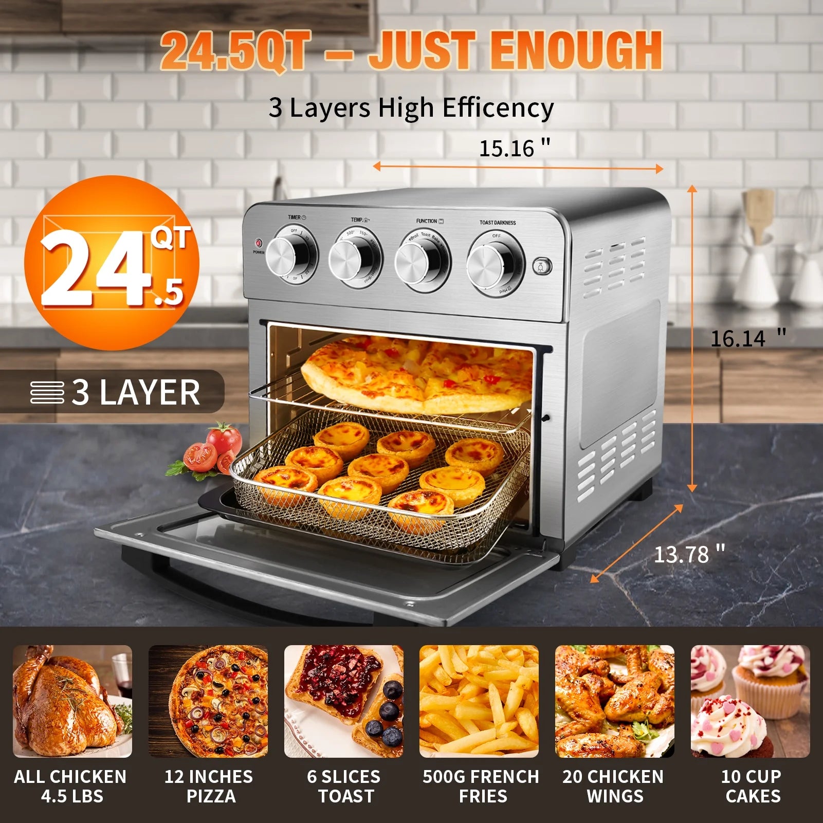 16QT Convection Air Fryer Oven Toaster I592