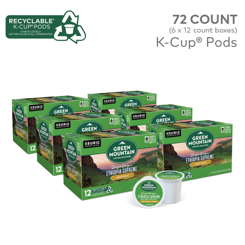 Ethiopia Supreme Light Roast Coffee K Cup Pods, 72 Count I2196