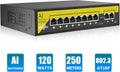 8 Port PoE Switch with 2 Ethernet Uplink Ports, 120 W, Metal Case M246834