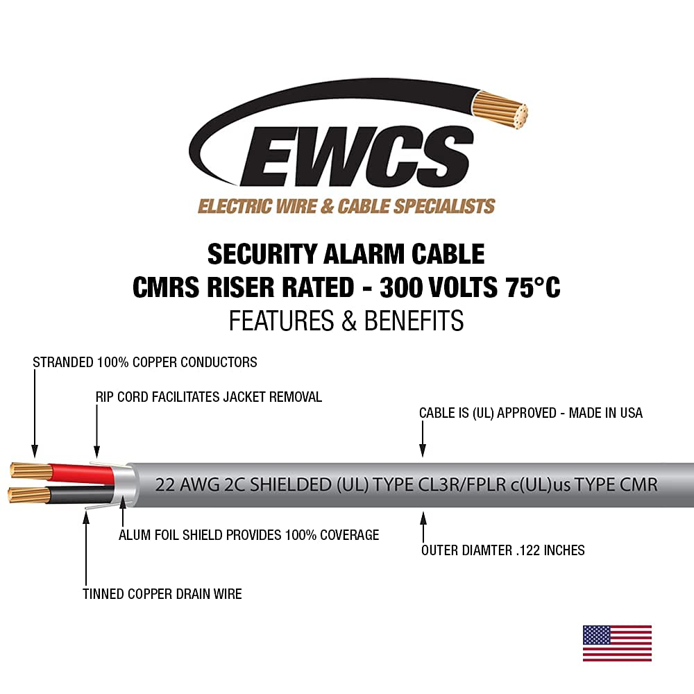 22 AWG 2/C Shielded Sound & Security Cable - 1000 Feet P866