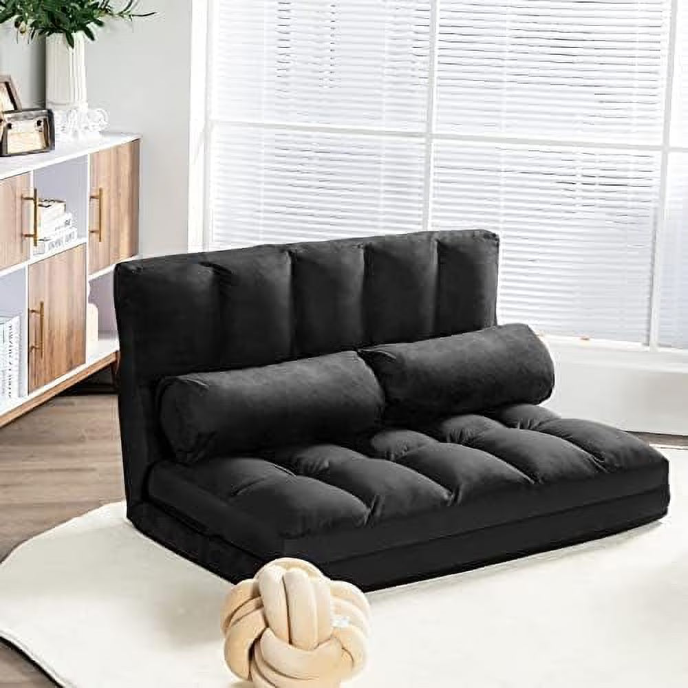 Adjustable Floor Sofa Sleeper Bed with 2 Pillows (Blue) P509080