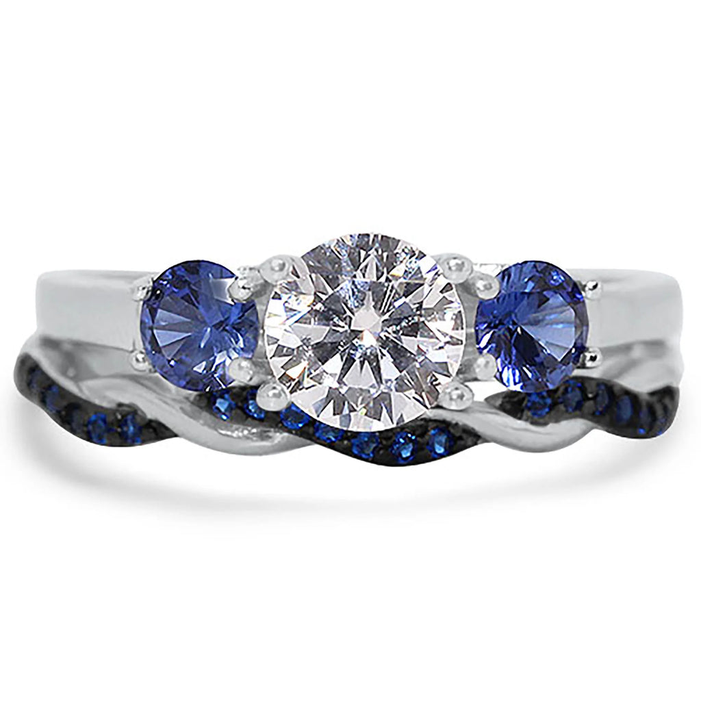 Silver Wedding Ring Set T750462