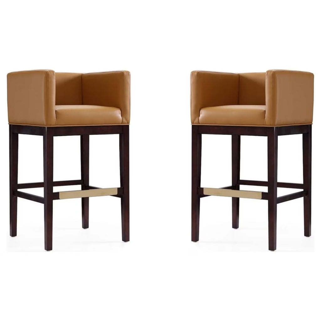 Camel and Dark Walnut Beech Wood Barstool (Set of 2) Z1926