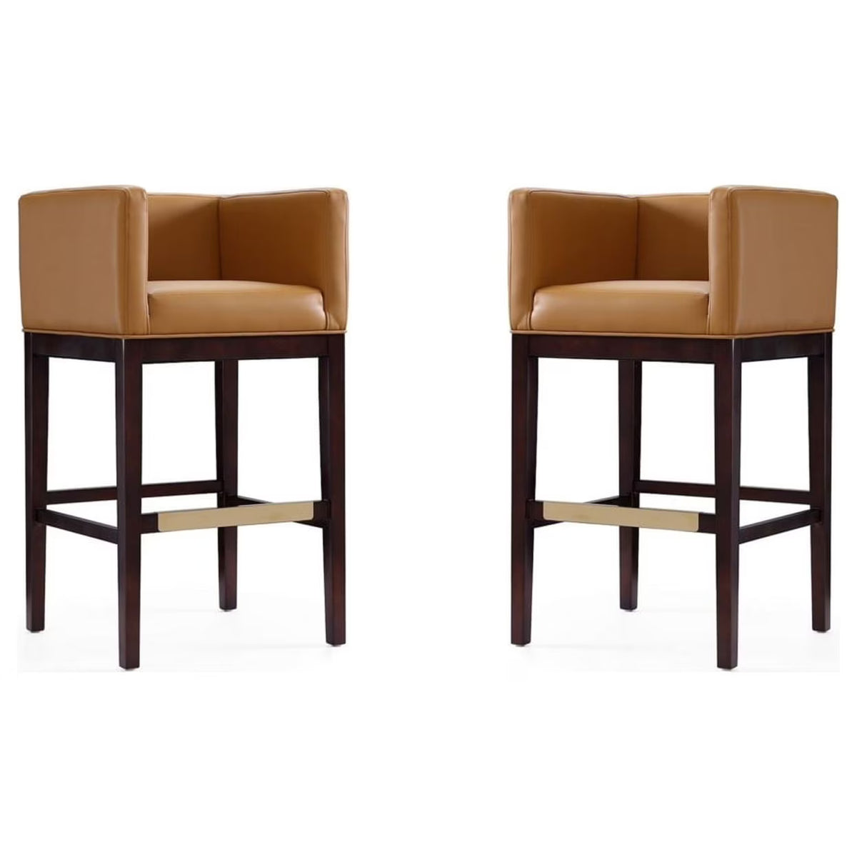 Camel and Dark Walnut Beech Wood Barstool (Set of 2) Z1926