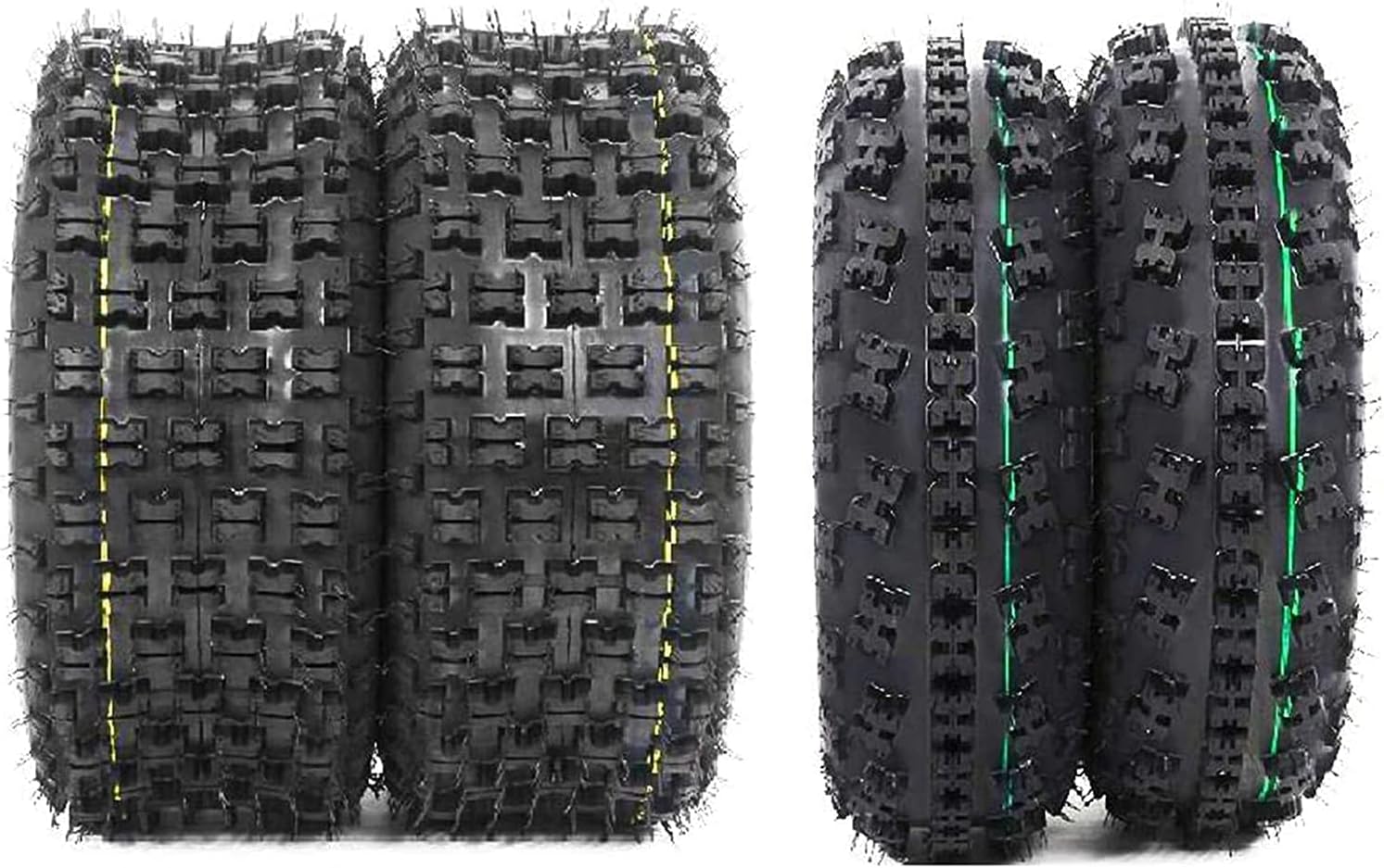 Complete Set of 4 ATV UTV Tires 21x7-10 Front & 20x10-9 Rear 4 PR Tubeless All-Terrain Tires E57328