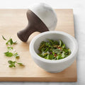 White Marble and Walnut Mortar & Pestle L2423