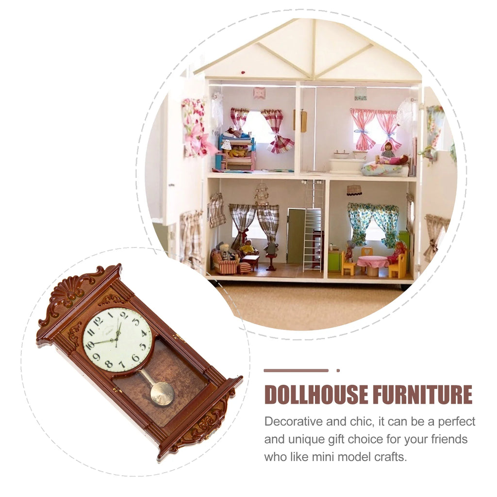 Metal Dollhouse Hanging Clock Toy Doll Furniture Z1367