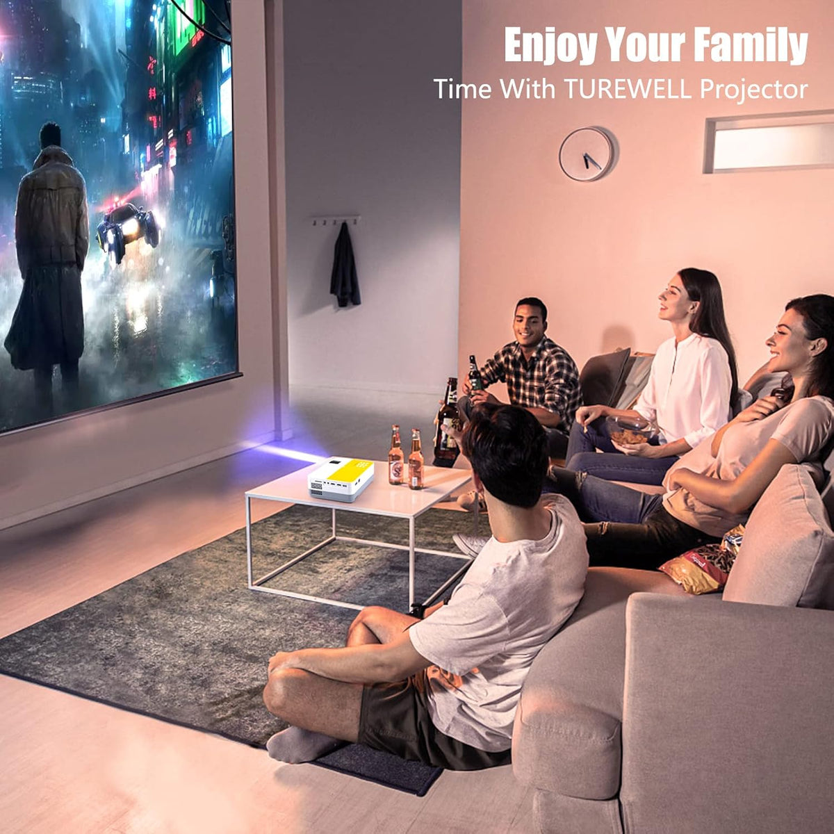 Mini Projector, 55000 Hours Full HD 1080P Supported Portable Video Projector H842299