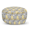 Pale Yellow/Pale Gray Round Pouf Ottoman G1154
