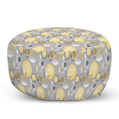 Pale Yellow/Pale Gray Round Pouf Ottoman G1154