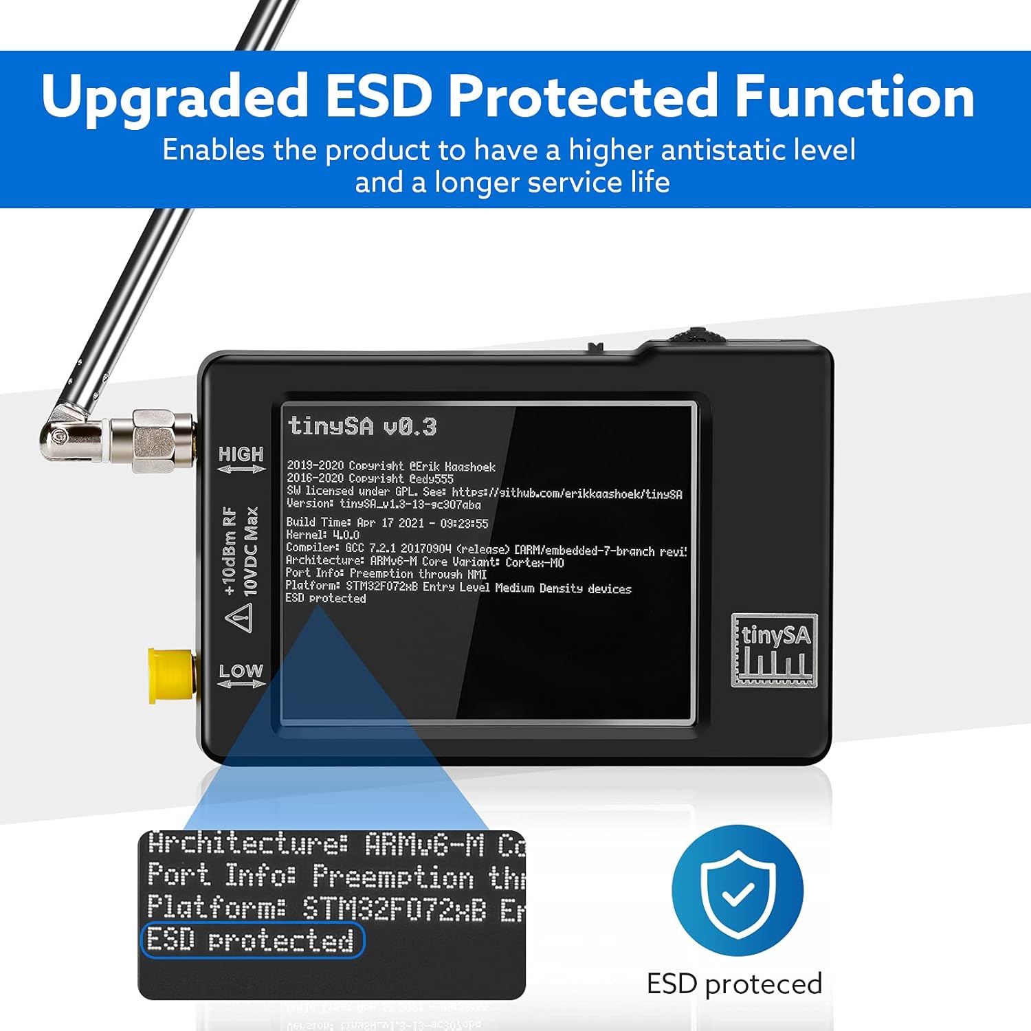 Portable Spectrum Analyzer 100kHz to 960MHz with Touchscreen C876