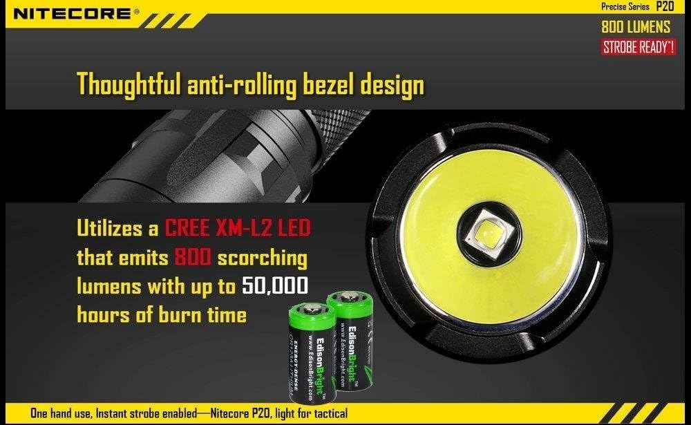 800 Lumen LED Tactical Flashlight with 2 Rechargeable 18650 Batteries and 2 CR123A Lithium Batteries R4215