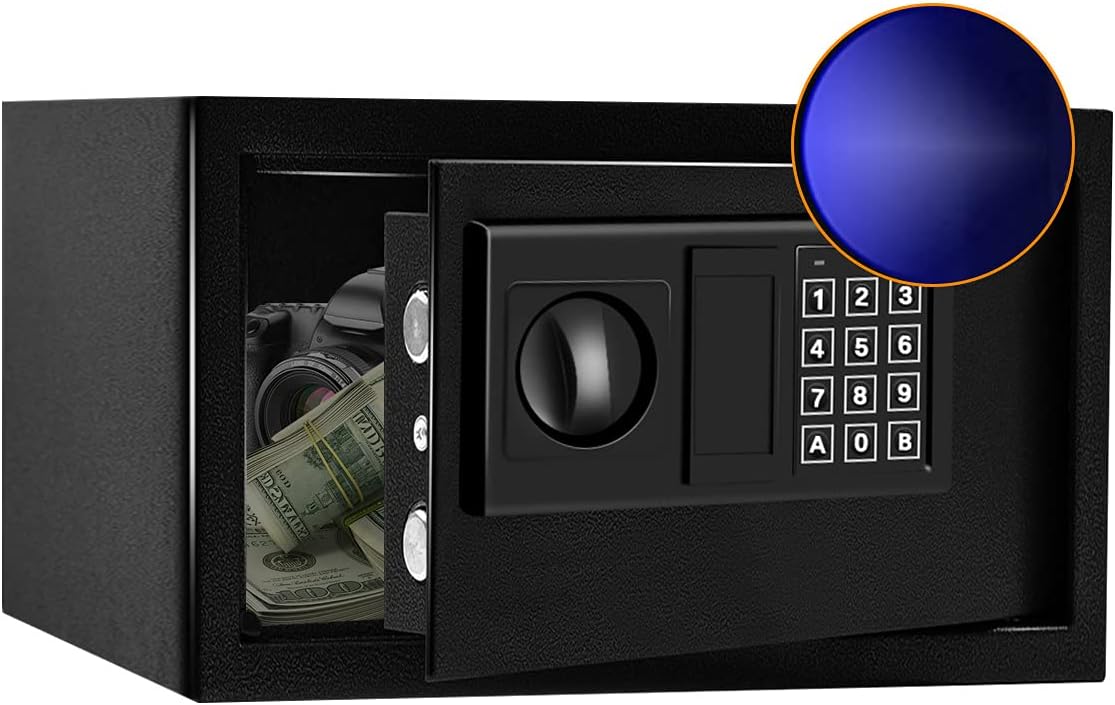 Black Steel Security Safe Box with Sensor Light, 0.8 Cubic Feet D470
