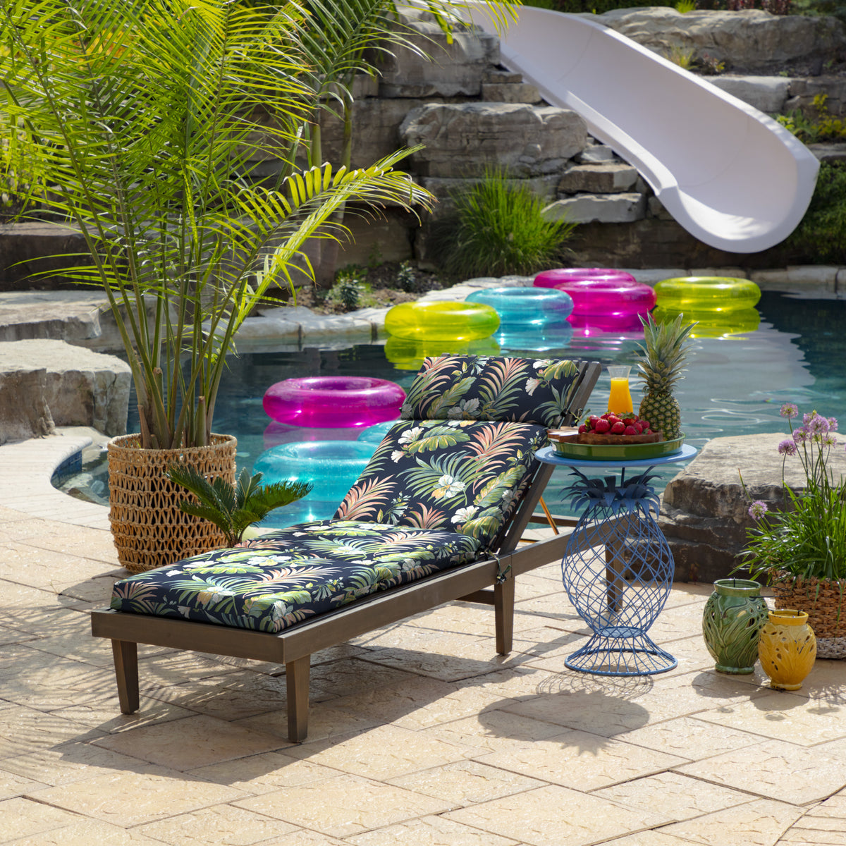 Outdoor Chaise Lounge Cushion 72 x 21 Blue H294