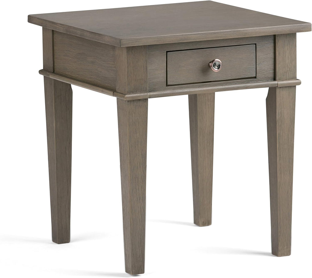 Farmhouse Grey Solid Wood 1 Drawer End Side Table A220