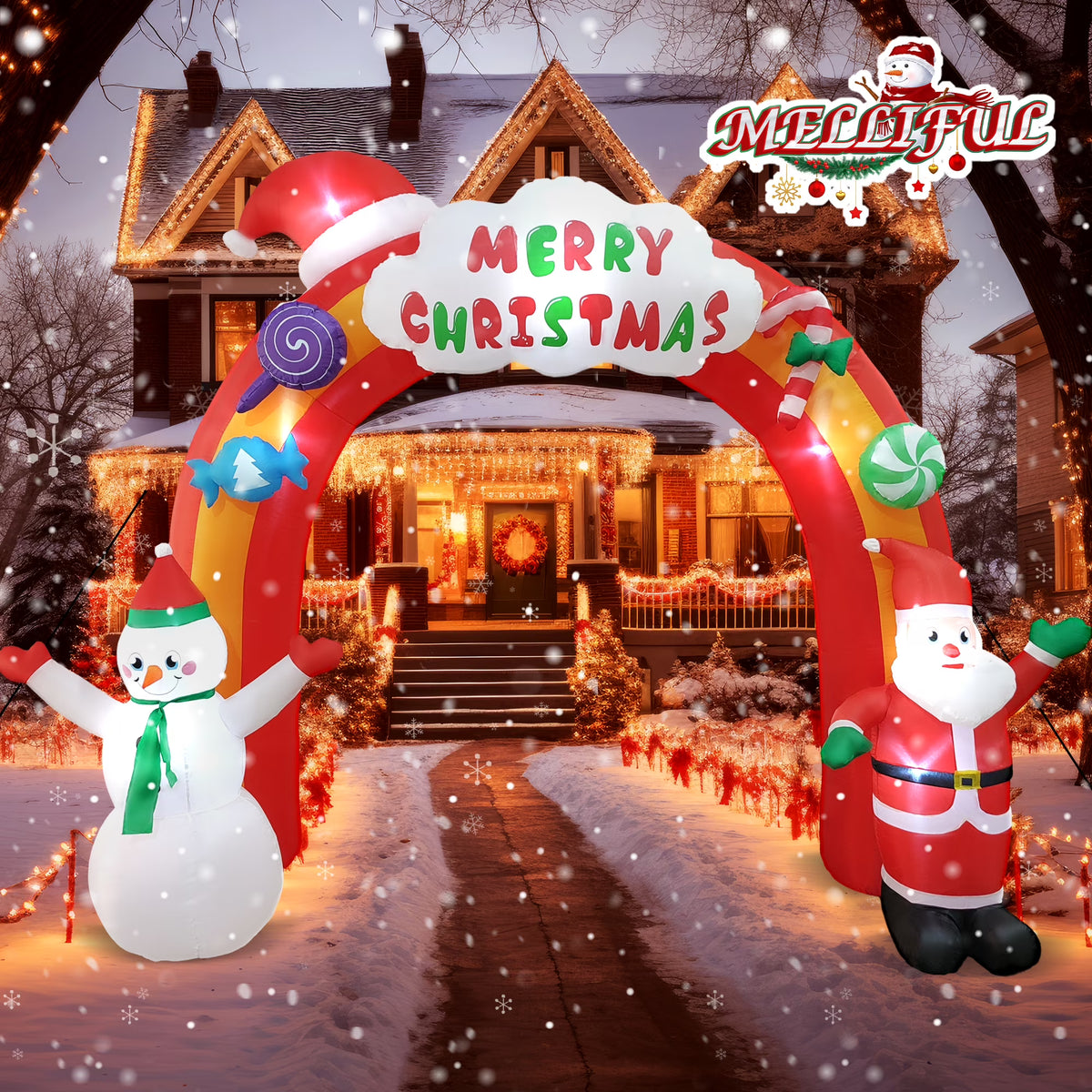 Christmas Inflatable Arch with Santa Claus And Snowman S349045