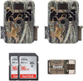 Two Trail Cameras 16MP Game Cameras with 2 16GB Cards and USB Card Reader C778