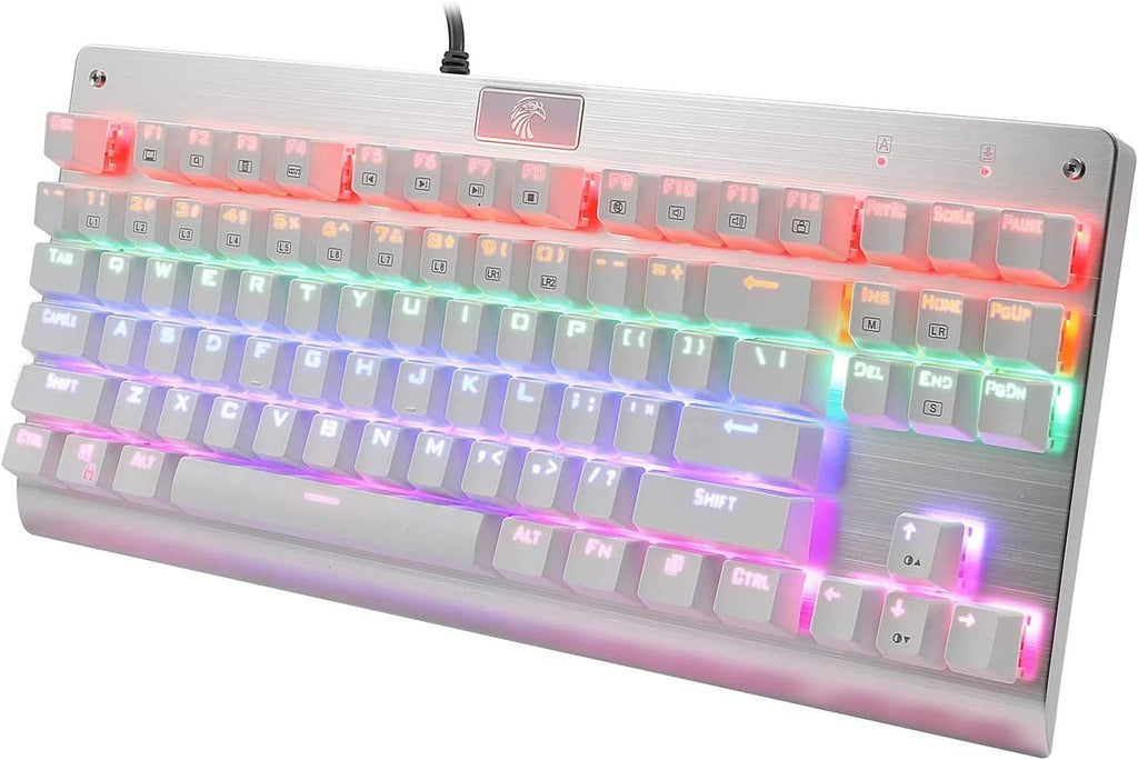 87-Key White Mechanical Keyboard with Red Switches V8179
