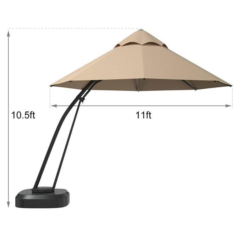 Blue 11 Feet Outdoor Cantilever Hanging Umbrella with Base and Wheels P331033