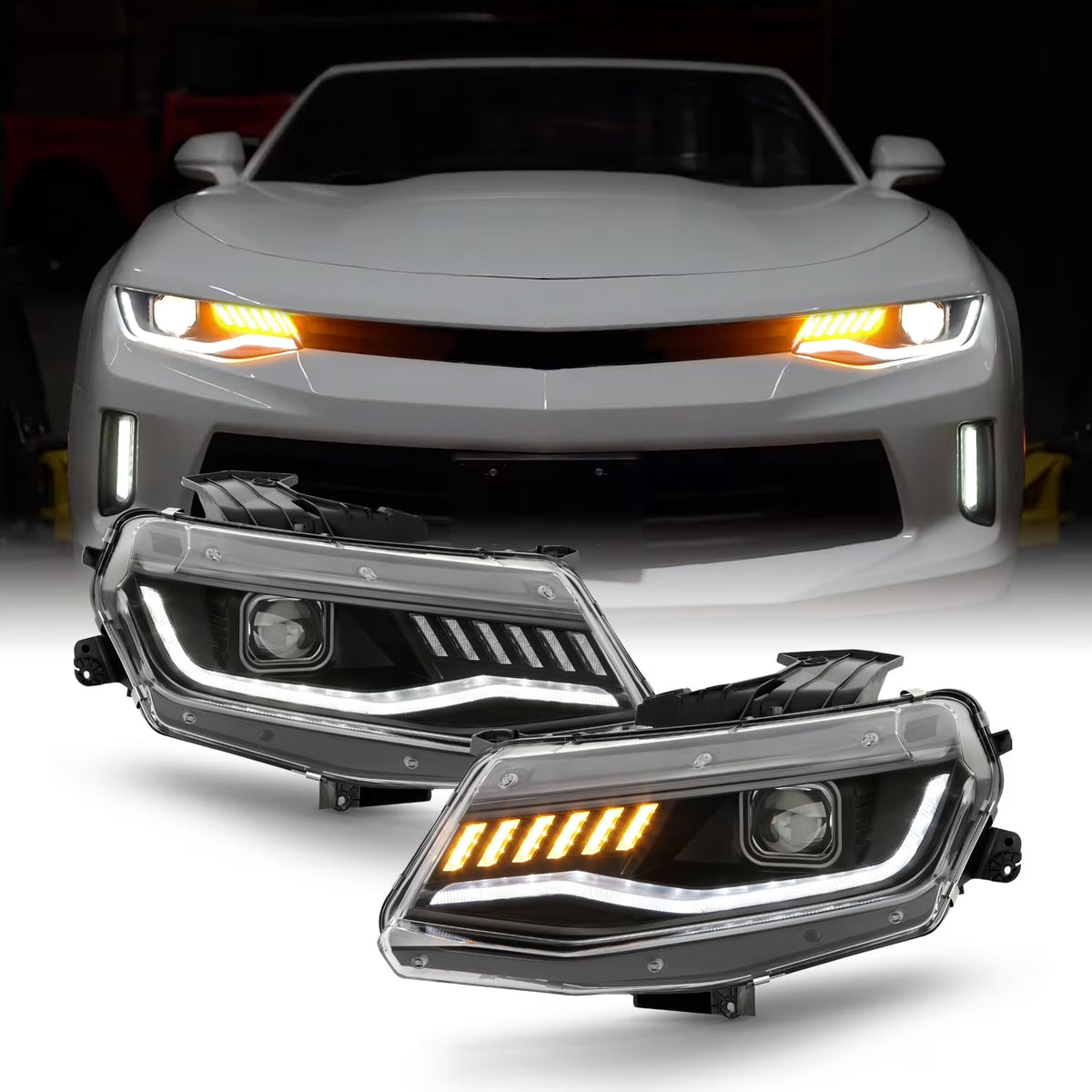 Black LED Projector Headlights Pair F182169